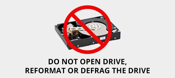 Locust Valley Do not open the hard drive, reformat or defrag the drive.